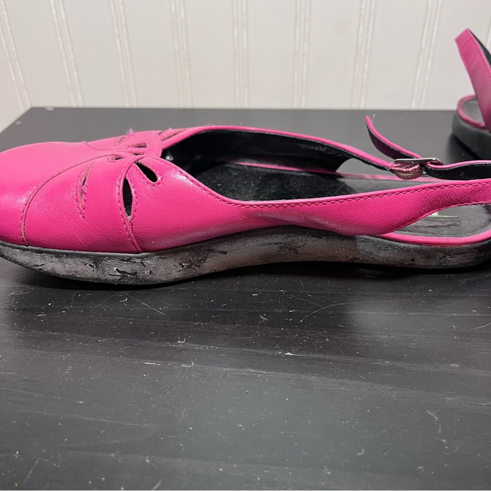 Earth Kalso Bouquet Tropical Pink Leather Slingback Sandals Negative Heel 8B - Picture 11 of 13